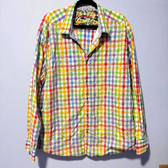 ROBERT GRAHAM Sz 4XL EMBROIDERED PLAID CLASSIC FIT‎ LONG SLEEVE SHIRT MULTICOLOR - Picture 1 of 5